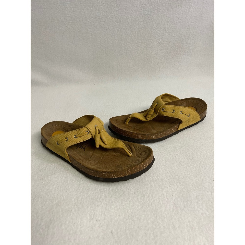 Boho Comfort Dexter Reflex Womens 8M Yellow Leather Tassel Thong Sandals